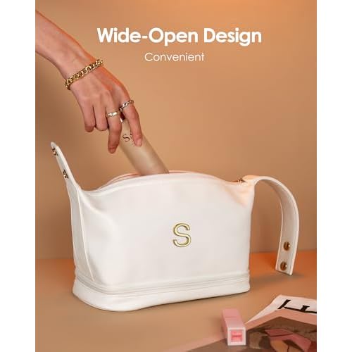 Birthday Gifts for Women, Personalized Makeup Bag with Handle, Gifts for Teen Girls Cosmetic Bag with Makeup Brush Organizer, Gifts for Friends Female Mom-Graduation Gift for Teens Girls