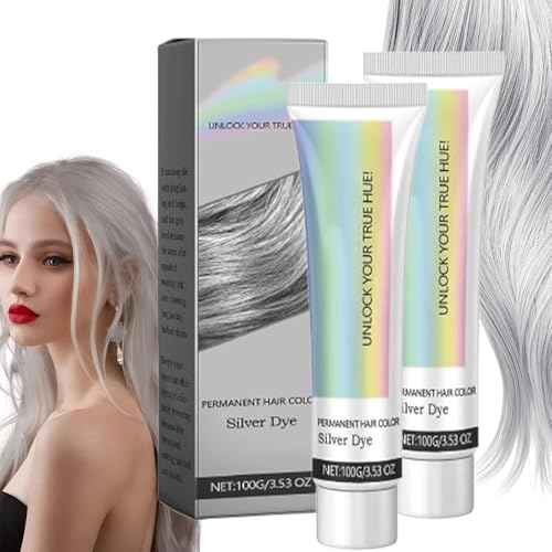 Easiotward Silver Hair Dye, Easiotward 2-in-1 Natural Essence Extract Silver Hair Dye, Silver&Gray Natural HairDye Cream, for All hair Types (2pcs)
