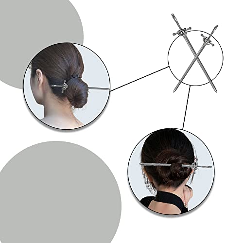 2 Pcs Vintage Girls Hair Chopsticks Comics Chinese Style Hair Pin Women Styling Hair Stick Hairpins for Long Hair, Hair Accessories (Black)