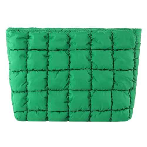 Puffy Quilted Makeup Bag Cosmetic Bags Travel Cute Puffer Solid Toiletry Organizer Pouch Storage Clutch for Women