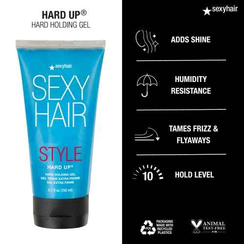 SexyHair Style Hard Up Hard Holding Gel | Extreme Hold | Non-Flaking Formula | All Hair Types
