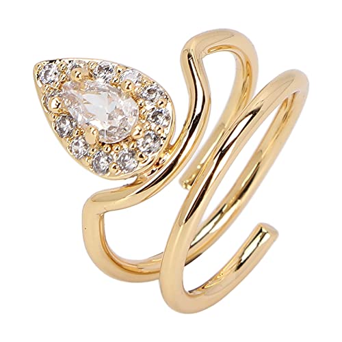 Nail Rings, Rhinestone Nail Rings Nail Art Fingernail Rings Fingernail Opening Ring Nail Decoration Finger Tip Rings Jewelry Fingernail Protective Cover Nail Accessories for Parties Wedding(3054 Gold)
