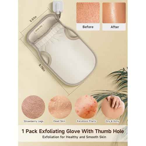Exfoliating Glove (Original) Machine Washable Newly Upgraded With Thumb Holes Korean Body Scrubber 100% Vegan Viscose Exfoliating Mitt for Dead Skin Removal, Keratosis Pilaris & Self-Tan Prep