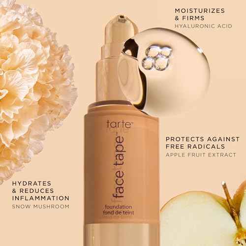 tarte face tape foundation ? Full-Coverage Matte Finish Foundation with Snow Mushroom & Hyaluronic Acid for Hydration, Waterproof, Vegan & Cruelty-Free