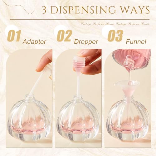 12 Pack 50ml/1.7oz Pumpkin Shape Portable Spray Perfume Bottle Empty Glass Refillable Perfume Atomizer Pumpkin Shape Antique Bottles with Refill Tool for Travel Home Decor