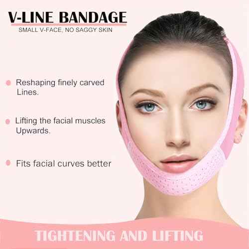 MASIKA Chin Strap for Sleeping,Adjustable Chin Strap,Jaw Strap,Jawline Shaper,V-Line Mask Chin Up Mask V Shaped Face Mask, Jaw Exerciser,Reusable chin strap,Pink¡£