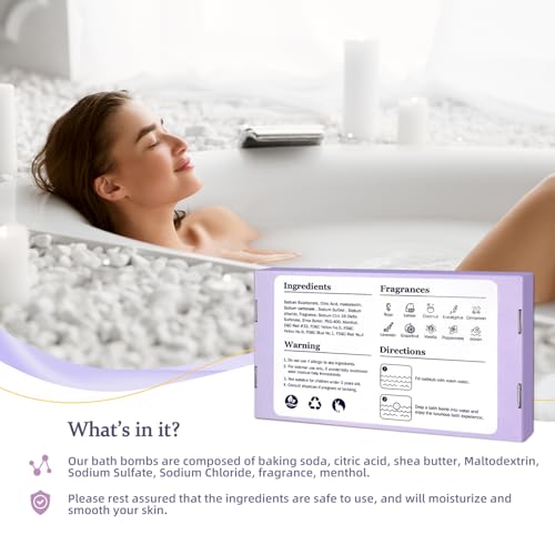 TranquilBliss Bath Bombs for Women, 50 PCS Set with 10 Rich Scents, Natural Bubble Bathbombs, Dry Skin Moisturizing, Present for Christmas, Mother¡¯s Day, Birthday, for Mom, Wife, Her, Girls