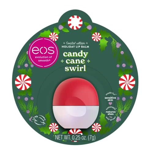 Eos Limited Edition Holiday Lip Balm, Candy Cane Swirl, Christmas Gifts & Stocking Stuffers, Lip Care Products, 0.25 oz