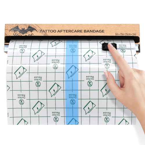 Tattoo Aftercare Bandage Roll, with Sliding Cut 6 Inch x 2.2 Yards, Second Skin Tattoo Cover Protection Transparent Film Dressing Waterproof Breathable Stretch Tattoos Supplies