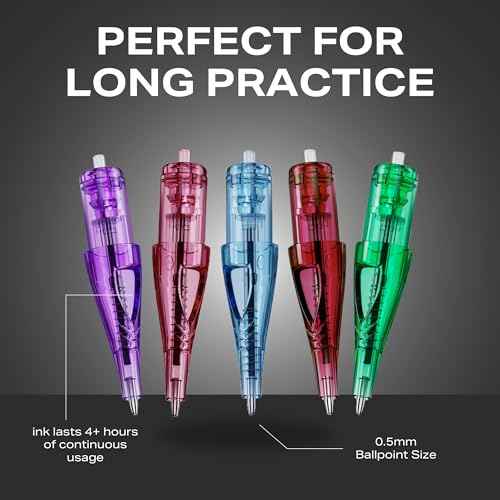 Inlumino Heart Ink Ballpoint Dot Pen Tattoo Cartridges for Tattoo Practice on Paper. 10 0.5mm Tattoo Cartridges for Beginners to Learn How to Tattoo - 2 Pink, 2 Red, 2 Purple, 2 Blue & 2 Green