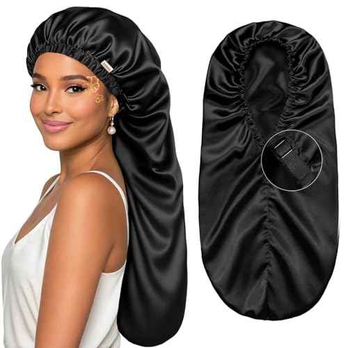 YANIBEST Long Bonnet Braid Bonnet for Sleeping Adjustable Satin Silk Bonnet for Braids Sleep Bonnet for Women Locs