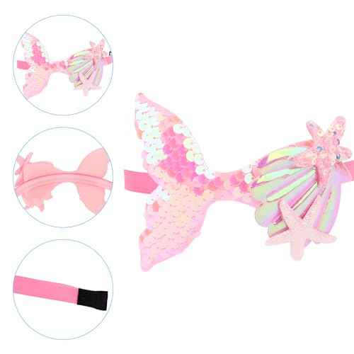 6Pcs Mermaid Headbands for Girls Fish Tail Hair Band for Women White Pink Blue Purple Yellow Multi-colored Headbands Seashell Ocean Theme Cute Headband