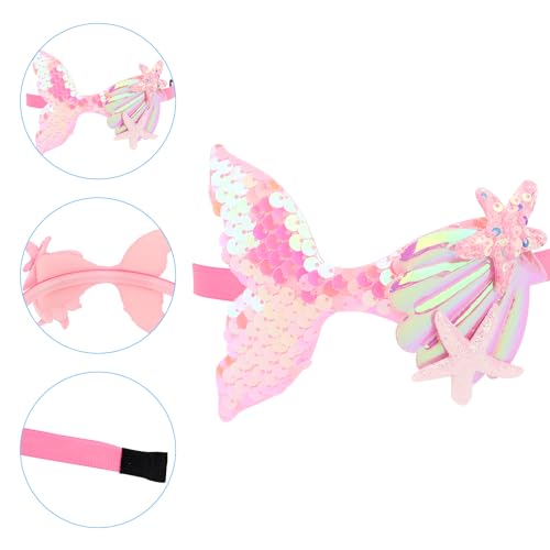 6Pcs Mermaid Headbands for Girls Fish Tail Hair Band for Women White Pink Blue Purple Light Pink Rainbow Multi-colored Headbands Seashell Ocean Theme Cute Headband