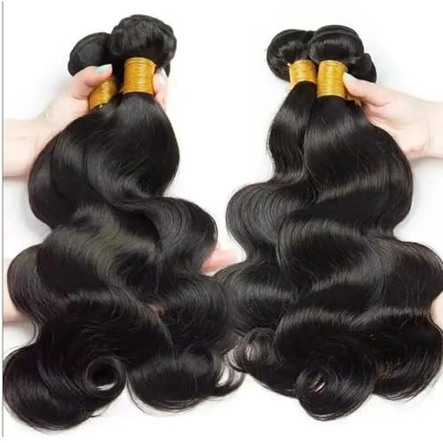 12A Human Hair Bundles 16 18 20 Inch Body Wave 100% Unprocessed Hair 3 Bundles Deals Extensions Quick Weave Human Hair Natural Black Color