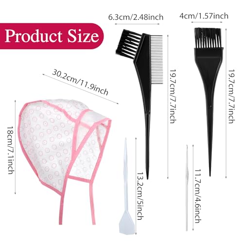 Bewudy 12 Pcs 4 Sets of Highlighting Caps with Hooks, Hair Coloring Frosting Dye Kit for Salon Hairdressing (Pink)