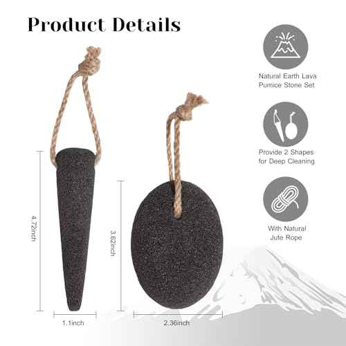 Pumice Stone Set - 2 Packs Natural Foot Scrubbers to Remove Dead Skin and Callusess, Pedicure Exfoliation Tools for Feet and Hands