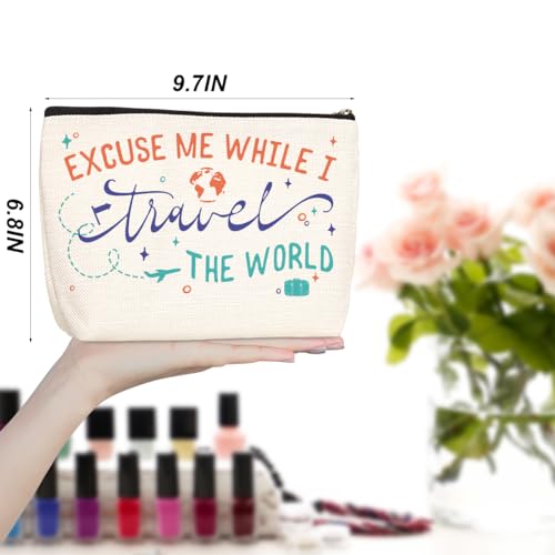 Funny Travel Gifts for Women Makeup Bag Travel Essentials Cosmetic Bags Toiletry Bag Flight Vacation Gifts for Sister Mom Travelers Girls Trip Birthday Mothers Day Anniversary
