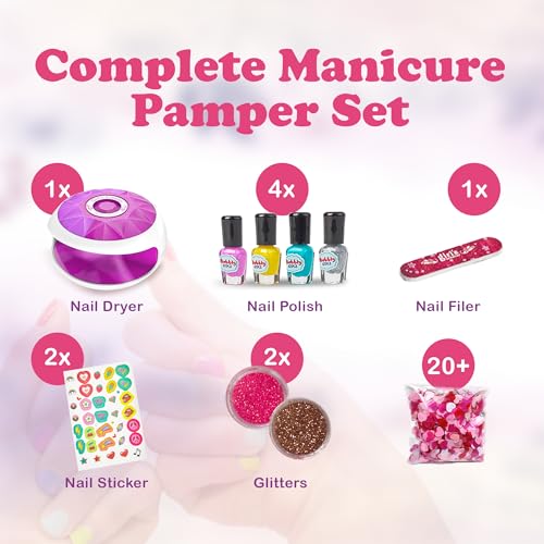 Kids Spa Day Kit for Girls, 42+ Piece Spa Toys with Waterfall Foot Spa, Nail Spa Kit, Pedicure and Manicure Accessories, Perfect Spa Kit for Girls Ages 6 7 8 9 10 11 12, Fun Birthday or Christmas Gift