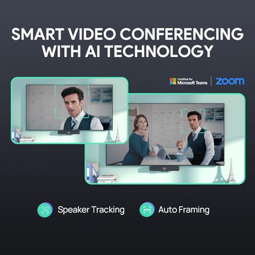 Yealink Video Conference Camera, 4K Webcam, 120° Ai Auto Framing, 8 Microphone Arrays & Speaker Tracking, Ai Noise Cancellation Teams Certified, Meetingbar A10 All-in-one Conference Room Camera System