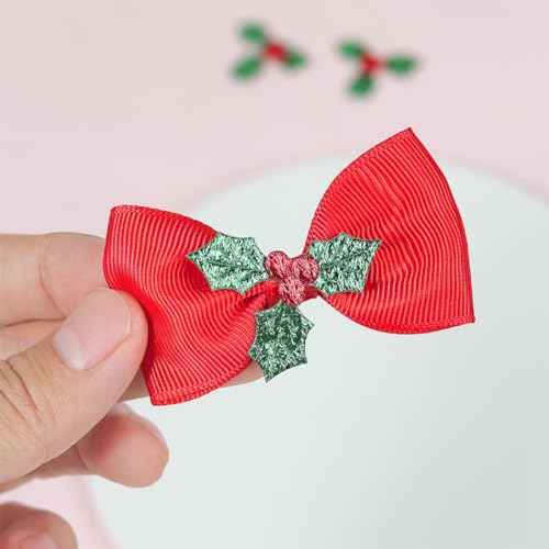 6PCS Christmas Hair Bows Clips for Kids Women Girls Christmas Cute Red Green White Bows Clips Hairgrips Small Knot Hair Accessories for Xmas Cosplay Costume Party Decorations