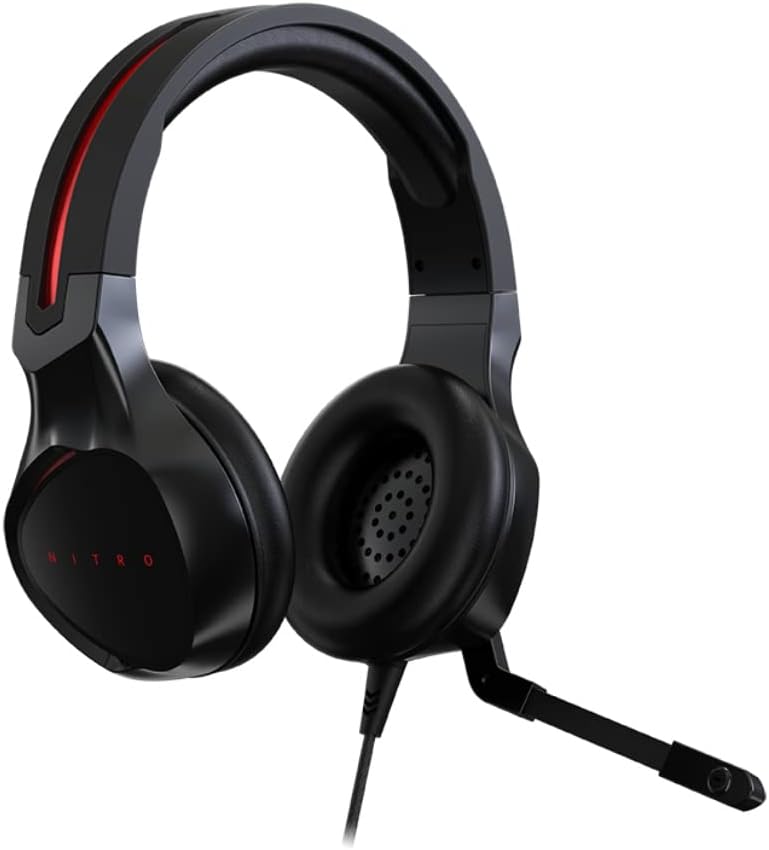 Acer Nitro Gaming Headset II: 50mm Drivers | Retractable Omni-Directional Noise-Canceling Microphone with On-Cable Controls | Over-Ear Design with RGB Lights, (Pack of 1)