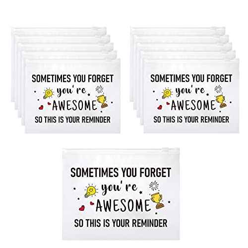Reginary 50 Pcs Inspirational Gifts Bulk for Women Cosmetic Bag EVA Makeup Bag with Zipper for Birthday Christmas Encouragement Presents(You Are Awesome)