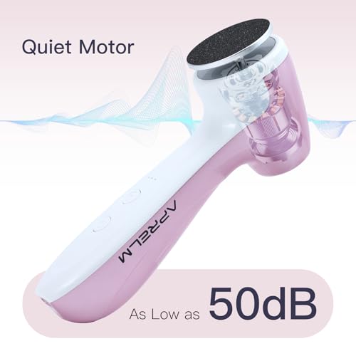 AprElm-E7 Rechargeable Electric Foot Callus Remover with 3-Sizes 120Pcs Sandpaper Discs, Professional 1000RPM 3-Speed Control Electric Foot File (Pink)