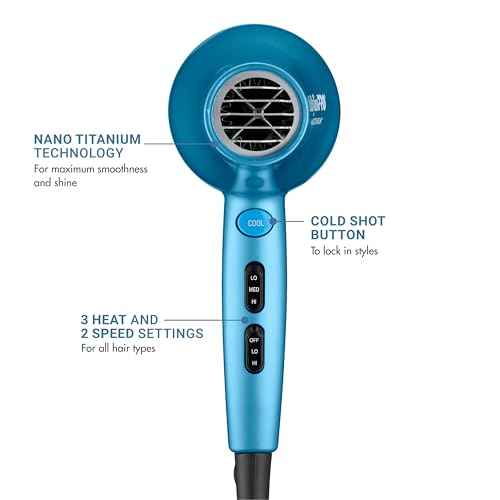 Nano Titanium 2000-Watt Blow Dryer with Concentrator Nozzle, Professional Grade Ionic Corded Styling Tool for Hair