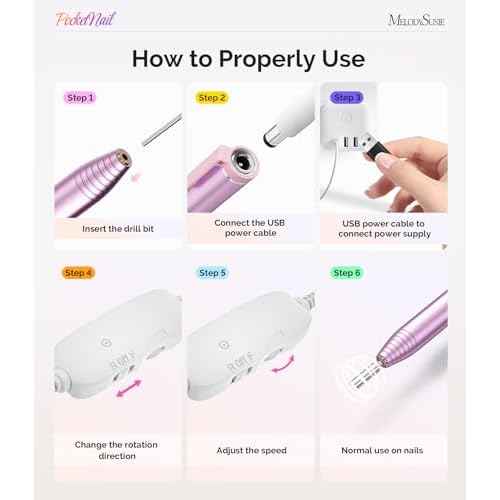 MelodySusie Electric Nail Drill, PC100G PocketNail USB Portable Nail File for Beginner, Pen-Shaped Compact Efile Machine for Acrylic Gel Polishing Manicure Pedicure Tool with Drill Bits Sanding Bands