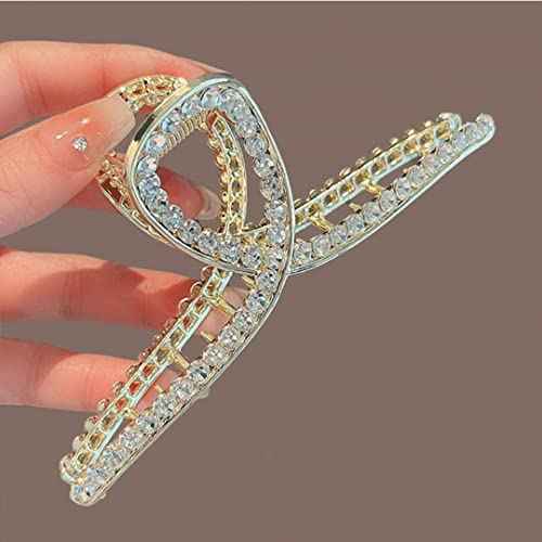 Large Rhinestone Embellished Hair Clips for Thick Hair - 5.2" Long Jumbo Bling Fancy Jaw Clips for Women and Girls