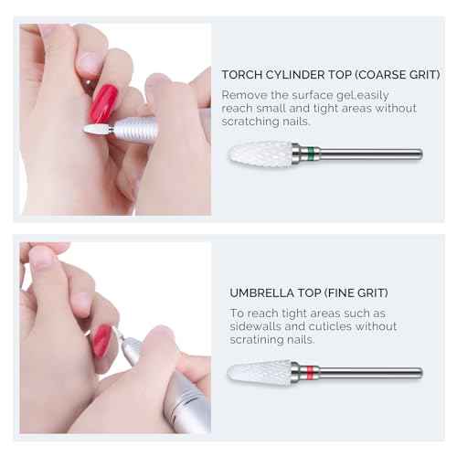 MelodySusie Ceramic Nail Drill Bits Set, 3/32'' (2.35mm) Professional Acrylic Nail File Drill Bit for Manicure Pedicure Cuticle Gel Nail Polishing 5Pcs