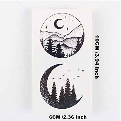 Ooopsiun 20 Sheets Black Mountain Temporary Tattoos for Adult Men Women, Waterproof Fake Tattoos Body Art Sticker for Hand Neck Wrist Arm