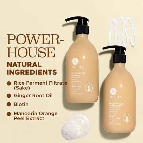 Luseta Rice Water Shampoo and conditioner Set Strengthening & Nourishing Revitalizes Shine for All Hair Types Hydrating & Frizz Control for Women and Men 16.9oz*2