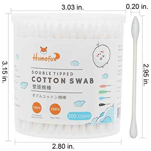 Cotton Swabs Precision Pointed - 400 Count Pointy Organic Cotton Buds Double Side Tightly Wrapped Cotton Tips Paper Stick Soft Gentle Lint-Free Cruelty-Free, Pointy & Round (White)