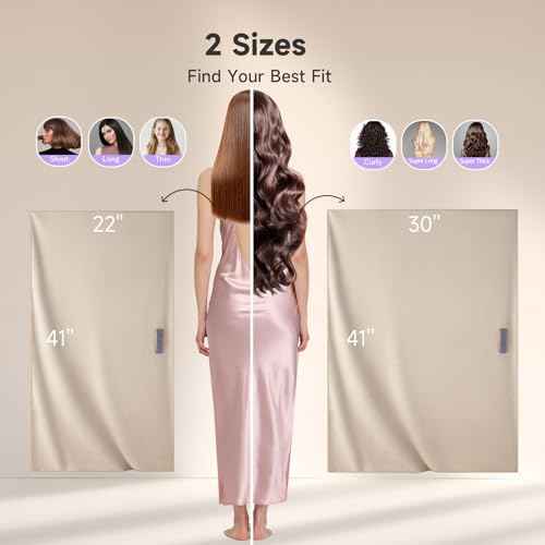 Umisleep 100% Microfiber Hair Towel, 41" x 22" Super Absorbent Hair Care Towel, Ultra Soft Hair Towel Wrap with Elastic Loop, Large Curly Hair Towel for Women Long, Thick Hair, Camel