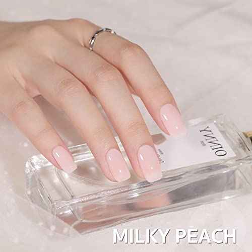 GAOY Sheer Light Pink Gel Nail Polish, 16ml Jelly Milky White Peach Translucent Color 1352 UV Light Cure Gel Polish for Nail Art DIY Manicure and Pedicure at Home