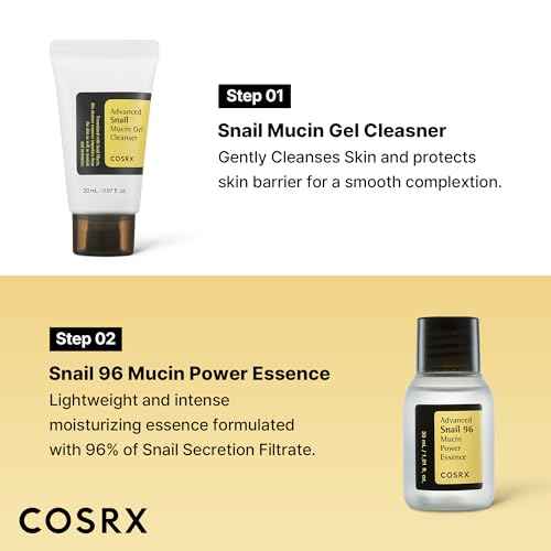 COSRX All About Snail Mucin Korean Skin Care Set, Mini Travel Essentials, Travel Size Gift Set with Snail Mucin Face Wash, Serum, Moisturizer & Eye Cream, Rejuvenating Kit