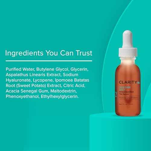 ClarityRx Take Care Daily Antioxidant Red Tea Face Serum, Natural Plant-Based Hydrating & Anti-Aging Facial Treatment for Environmental Protection (1 fl oz)