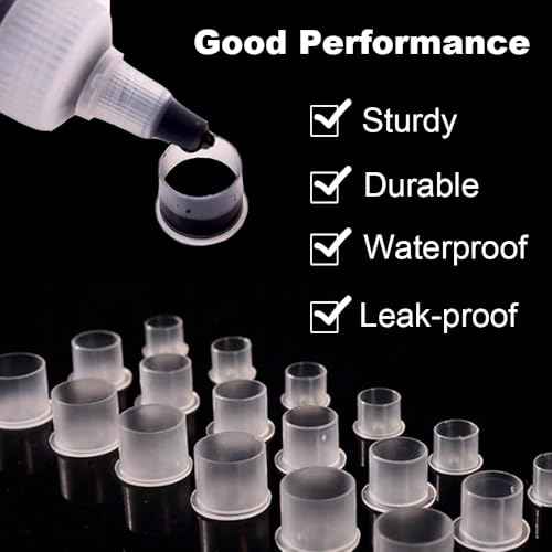 Tattoo Ink Caps with Base - Gakonp 500pcs Mixed Sizes Tattoo Ink Cups #11 Small #14 Medium #17 Large Disposable Ink Caps Plastic Pigment Cups Tattoo Supplies