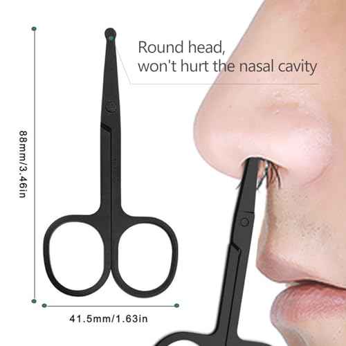 Eyebrow Scissors with Comb, KAJUDA Facial Hair Small Grooming Scissors For Men Women - Eyebrow Trimmer Scissor for Eyebrows, Nose Hair, Mustache, Beard, Eyelash - 3PCS Black