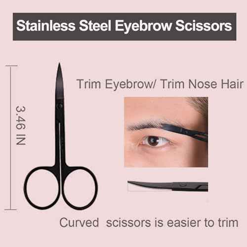 Eyebrow Razor, 7 in 1 Brow Kit, Eyebrow Trimmer Set Including Brow Razors, Brush, Scissors, Tweezers, with Plastic Box for Women Men Eyelash Facial Grooming