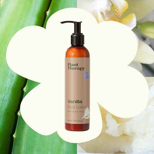 Plant Therapy Vanilla Body Lotion with Aloe and Shea 8 oz Sweet Vanilla Scent, Naturally Moisturizing Ingredients, Soothes & Nourishes Skin