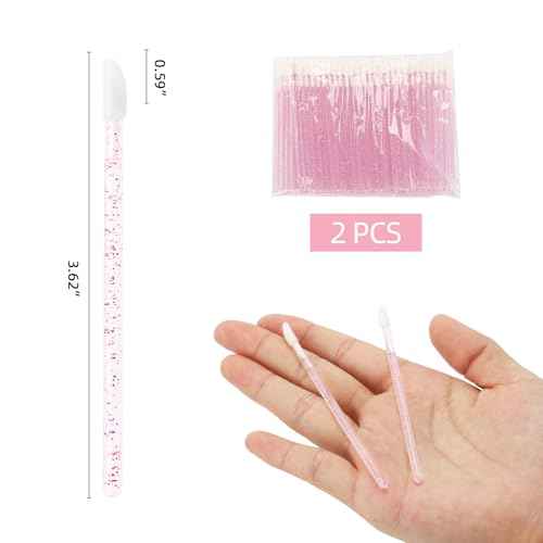 Tbestmax 200 Lip Applicators Disposable Lip Brushes Crystal Lipstick Lip Gloss Wands, Pink