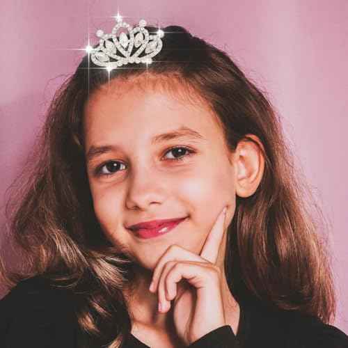 Yean Mini Princess Crown Comb Silver Crystal Tiara Hair Comb Rhinestone Hair Accessories Decorations for Women and Girls