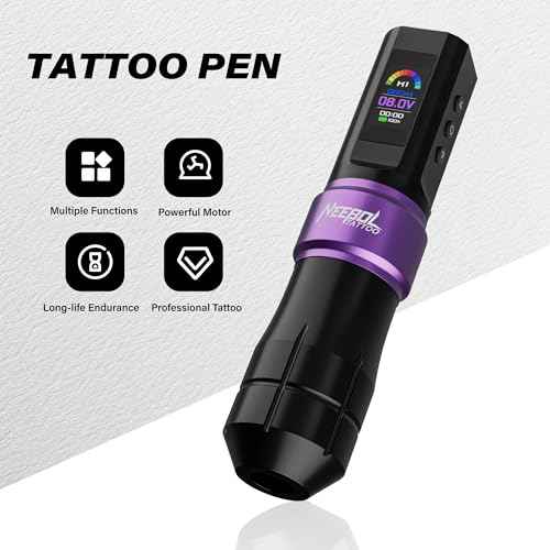 Neebol Wireless Tattoo Gun kit, Cordless Rotary Tattoo Pen with Mode Memory, 6h Battery Life, Tattoo Supplies Equipment, Complete Tattoo Machine Kit Gift for Beginners and Professionals
