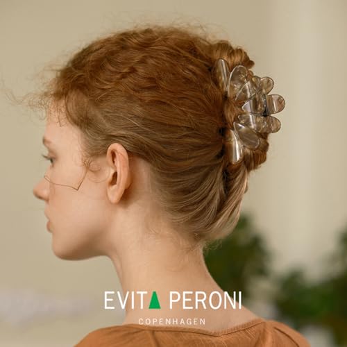 EVITA PERONI Hair Clip, Flower Hair Clips Large Hair Claw Clips for Thick Hair, Non Slip Strong Hold for Women Girls-Brown
