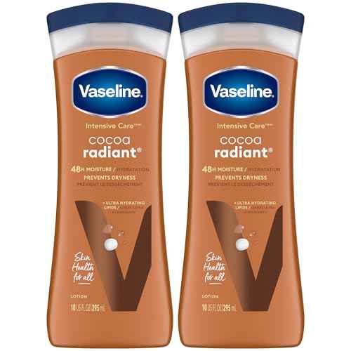 Vaseline Cocoa Radiant 2-Pack ? Intensive Care Moisturizing Hand and Body Lotion with Ultra-Hydrating Lipids, Pure Cocoa Butter, 10 Oz Ea