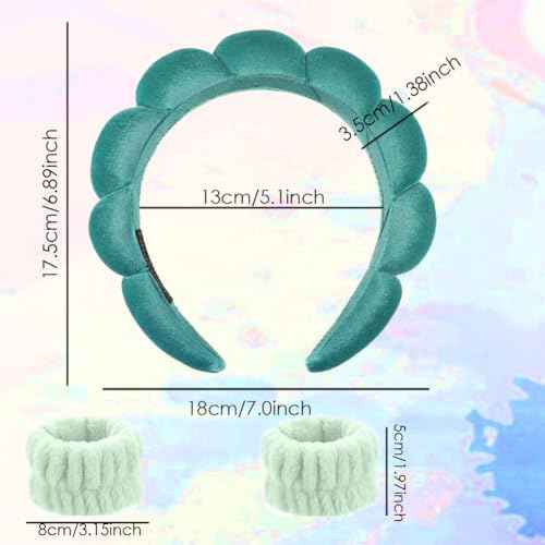 Spa Headbands for Washing Face Velvet Makeup Headband Combo Pack - Puffy Makeup Headbands for Face Washing, Mask, Skin Treatment