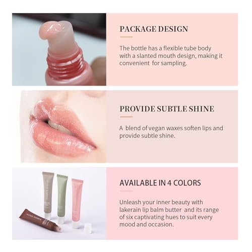 Lip Butter Balm for Hydration Shine, Mini Neutrals Set Lip Care Prouct, Moisturizing Tinted Butter Lip Balm Gloss Hydrating Lip Oil for Women (4PCS)