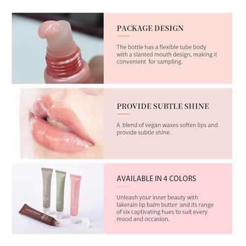 Lip Balm, Lip Butter Balm for Hydration Shine, Mini Neutrals Lip Butter Balm Set Lip Care Prouct, Moisturizing Tinted Lip Balm Gloss Hydrating Lip Oil for Women (3PCS)